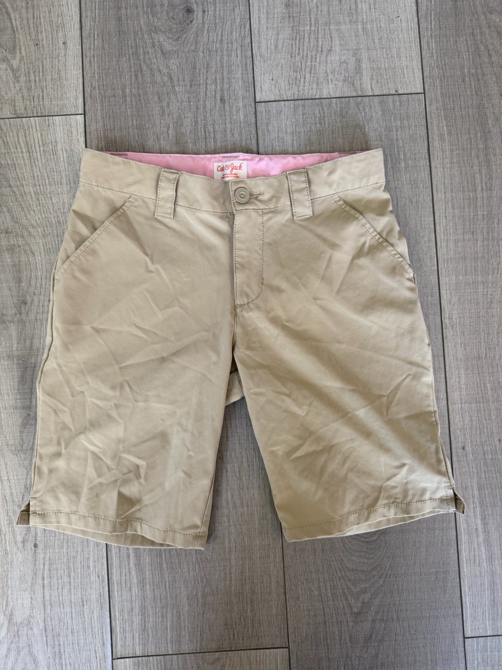 Cat & Jack Khaki Shorts with Pink Waistband
